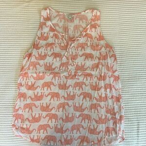 Elephant top, sleeveless, ties at neck